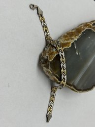 Designer Sterling Silver And 14KGF Gold Filled Bracelet, Diamond Cut, Marked 925 & 1/11 14K , TURKEY