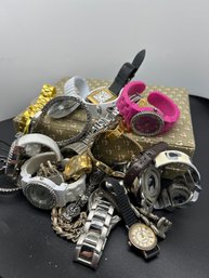 Large Collection Of Wristwatches, Mostly Womens Styles, For Batteries, Parts Or Repairs - Bands, Cuffs & More