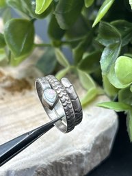 Sterling Silver Snake Wrap Ring, Marked 925 Mexico, Abalone Head, Band Sz 7