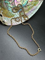 12KGF Gold Filled Rope Chain Necklace, Marked 1/20 12K