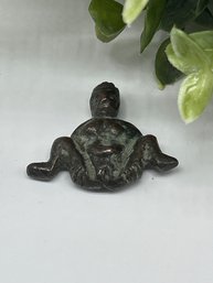 Bronze Amulet Of A Fertility Goddess, Nude Woman Small Ornament, Patina