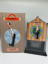 Rare Sankyo Washino Easygoing Docmonroe's World Wind Up Music Box Bank, Works, Flips & Plays Music, With Box