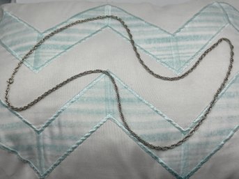 Classic Long Sterling Silver Rope Chain Necklace, Marked STERLING