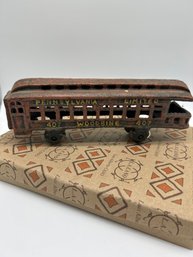 Cast Iron Passenger Train Car, Pennsylvania Limited Railroad 407 Woodbine