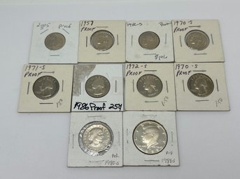 Proof Coins Lot, Uncirculated Half Dollar, Dollar, Quarter, Nickel