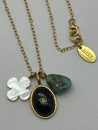 Lizzie Fortunato Gold Toned Sterling Silver Mother Of Pearl Charm Necklace