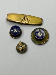 Freemason / Masonic Accessories, Screw Back Pins, Tie Clip, Square And Compass Symbol