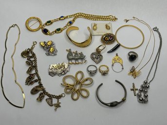 Collection Of Wearable Costume Jewelry, Some Pieces Signed