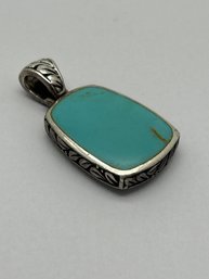 Sterling Silver Reversible Turquoise And Mother Of Pearl Pendant