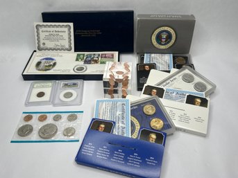 Collection Of American Coins, Uncirculated/graded, Floating Pennies Paperweight, US Currency
