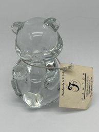 Fenton Sitting Bear Glass Figurine With Tag, October Bear