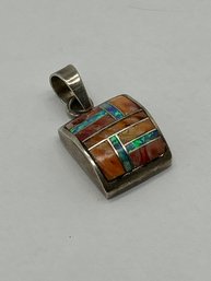 Multi Gemstone & Opal Southwestern Sterling Silver 925 Handmade Pendant, Signed JN