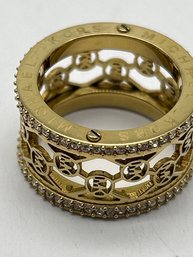 Michael Kors MK Monogram Logo Gold Toned Ring, Size 7