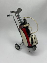 Mini Desktop Golf Souvenir Set With 3 Golf Club Pens, Novelty Pen Holder, 8'