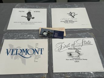 1980s State Waterfowl Stamps And Prints, Numbered/signed New York, Maine, New Jersey, Vermont