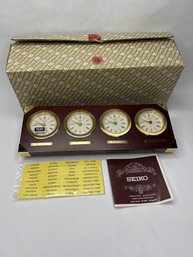 SEIKO Quartz Customizable Time Zones World Clock, New In Box