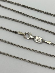 1/20 10K White Gold Filled On Sterling Silver Rope Chain Necklace, 20 Inch, Bolivia