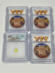 Las Vegas Limited Edition .999 Fine Copper Luck Token Rounds And Genuine Vegas Sign Bulb Relic ICG