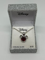 Sterling Silver Minnie Mouse Gemstone Disney Pendant With Chain And Original Box
