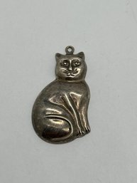 Vintage Sterling Silver Cat Charm Signed ND, Pendant For Jewelry Making/repurpose