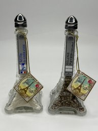 Sealed 6 Inch Eiffel Tower Glass Salt And Pepper Shakers, France