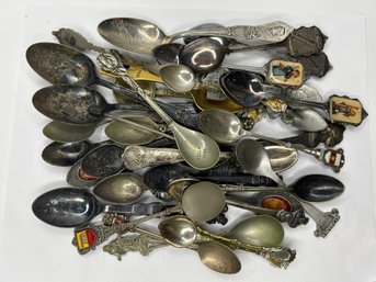 Large Collection Of Old Souvenir Spoons