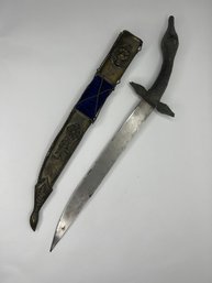 Foreign Dagger With Scabbard And Markings Total Length, 19 Inches