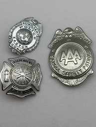 Auxiliary Police, Independent Fire Co, School Safety Patrol Badges