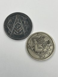 Freemason Quarter-Century Member Medallions, Tokens, One Inscribed, Cicero, Illinois