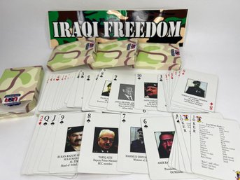 Four Decks Of 'Iraqui Most Wanted' Playing Cards And Iraqi Freedom Bumper Sticker