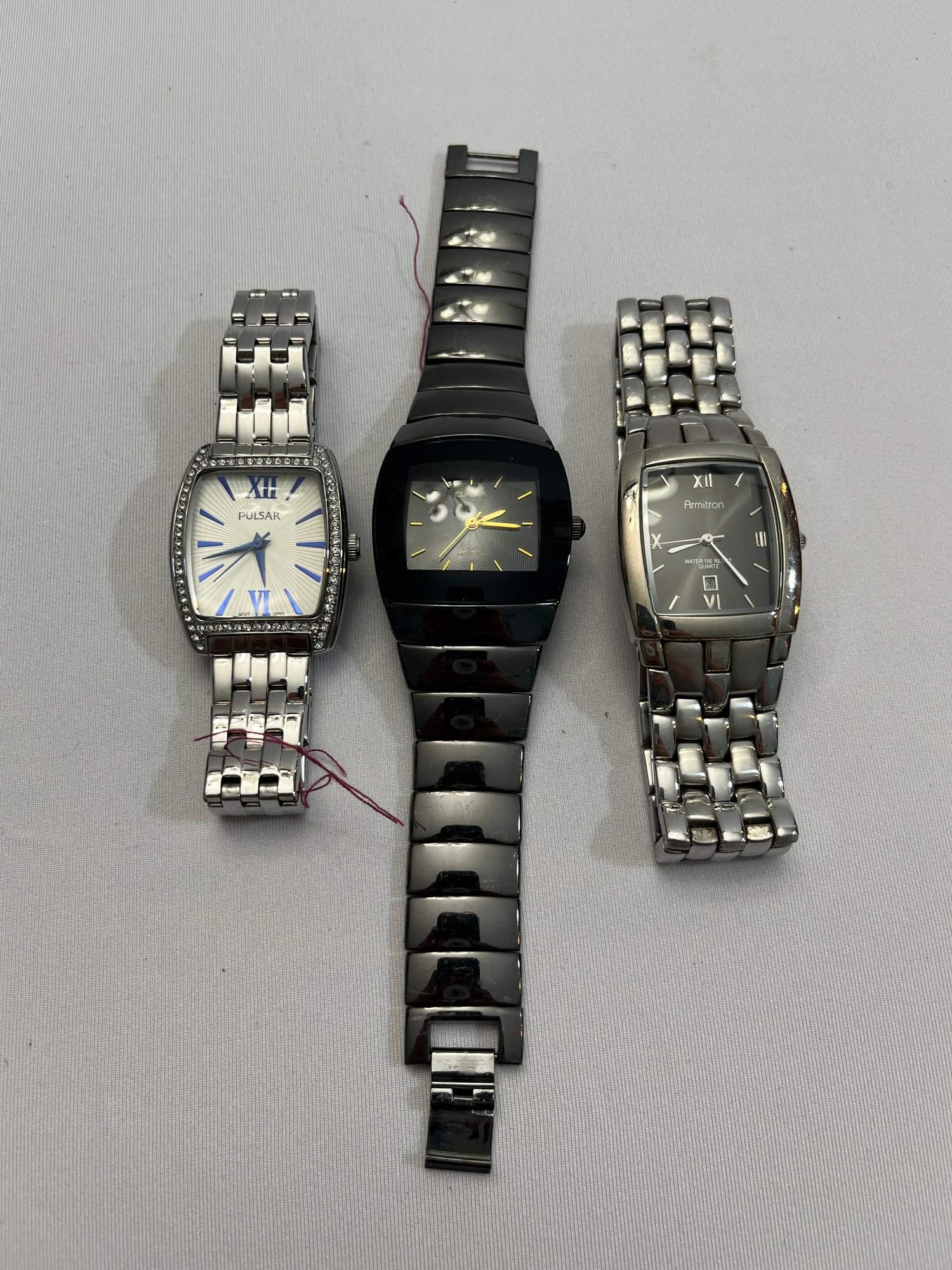 ARMITRON LOT OF 3 WATCHES Lot Of 3 Square Face Watches (Pulsar, Armitron, And Omax  main image 3