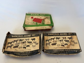 3 Box Lot Of Plasticville Barn Set