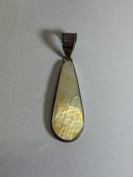 Gorgeous Vintage Sterling Pendant With Mother-of-Pearl Style Inlay