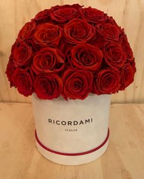 Ricordami Italia Preserved Red Rose Hat Box Arrangement  Luxury Eternal Roses
