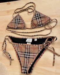 Burberry London England Bikini Set Nova Check Trim Made In Portugal