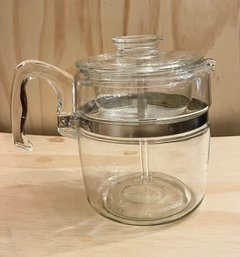 Vintage Pyrex Flameware Glass Coffee Percolator  Stovetop 9 Cup Clear Brew Pot Complete