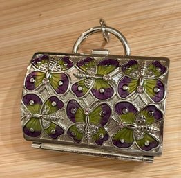 Judith Leiber Butterfly Enamel Mini Purse Pendant Pillbox Trinket Box  Neiman Marcus