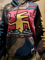 NEW Keith Haring X Members Only DJ Dog Hoodie W/ Back Heart Graphic  Licensed Pop Art Streetwear Sweatshirt S