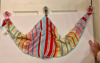 Talbots 100% Silk Multicolor Stripe Scarf NWT Bright Red Blue Yellow Pink