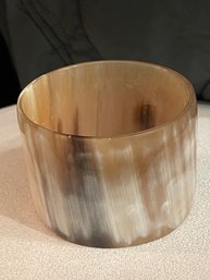 Extra Wide 2' Natural Buffalo Horn Bangle Bracelet  Translucent Brown Cream Striated Statement Cuff