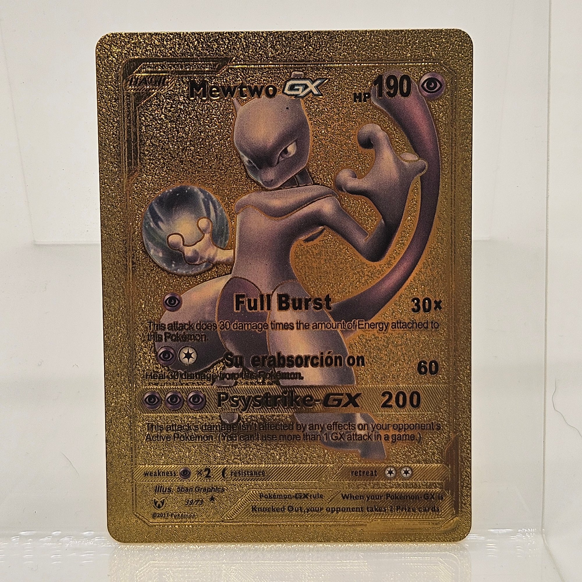 Mewtwo GX CUSTOM Gold Pokemon Card #15284 | Auctionninja.com