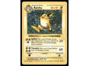 Raichu Base Set (Shadowless) #014/102 Holo Pokemon Card