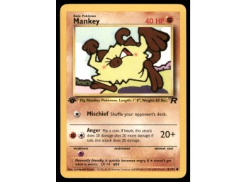 Mankey 1st Edition Team Rocket Pokemon Card