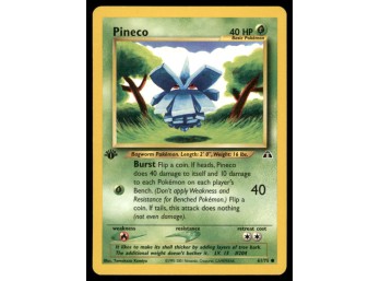 Pineco 1st Edition Pokemon Card Neo