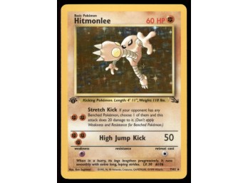 Hitmonlee 1st Ed. (7) Fossil #07/62 Holo Pokemon Card