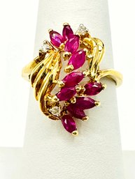 Natural  Ruby And Diamond Ring In 18KT Yellow Gold '# 2213