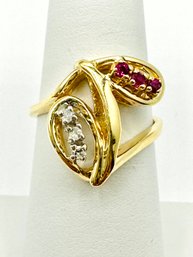 Natural  Ruby And Diamond Ring In 14KT Yellow And White Gold '# 2214