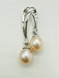 18KT White Gold Double Pearl Pendant'# 2393