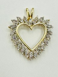 14KT Yellow Gold Diamond Heart Pendant'# 2416