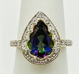 Natural Diamond And Mystic Topaz Ring,'# 2419